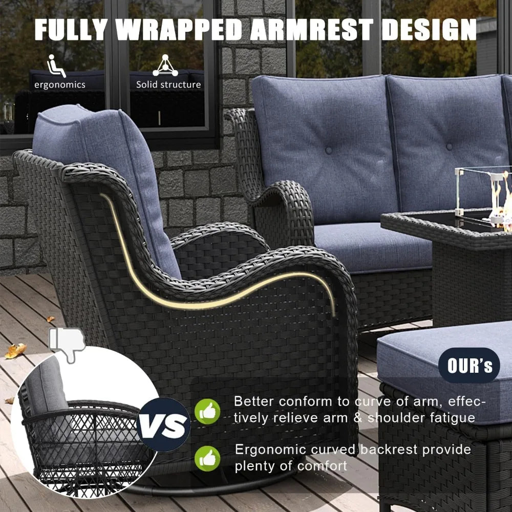 6 Pieces Outdoor Patio Furniture Set,