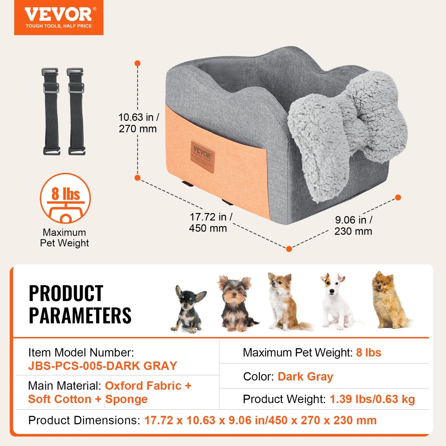 VEVOR Dog Car Seat Waterproof Dog Booster Seat