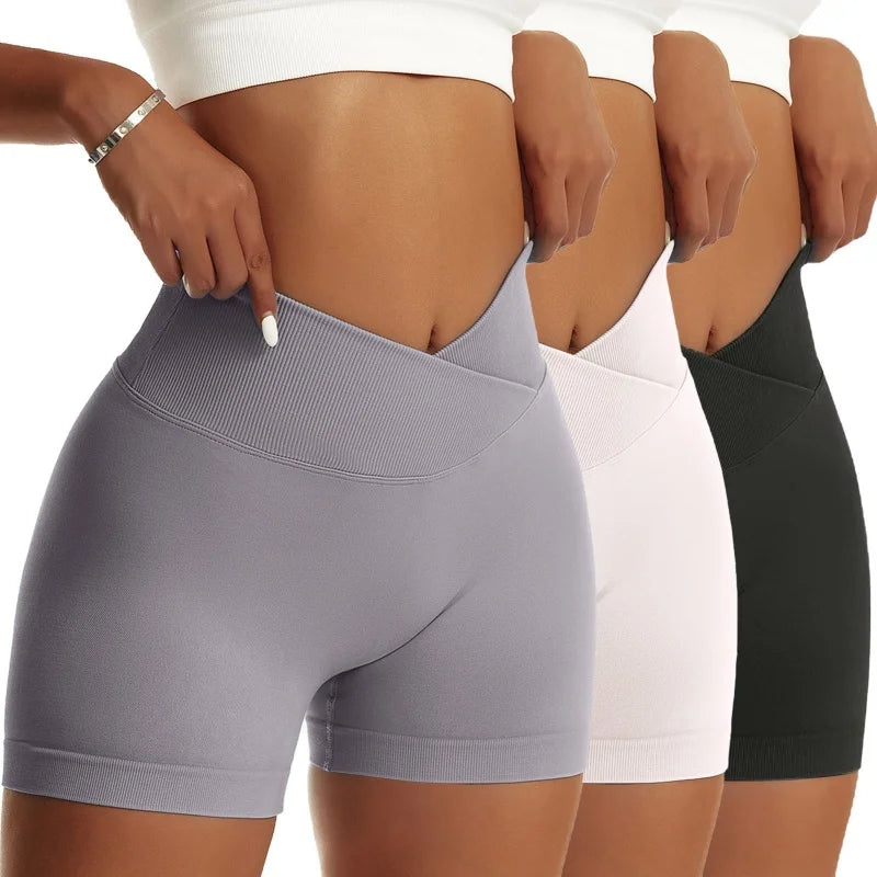 3 Pieces Women Hip Sports Pants High Elastic Breathable Running Biker High Waist