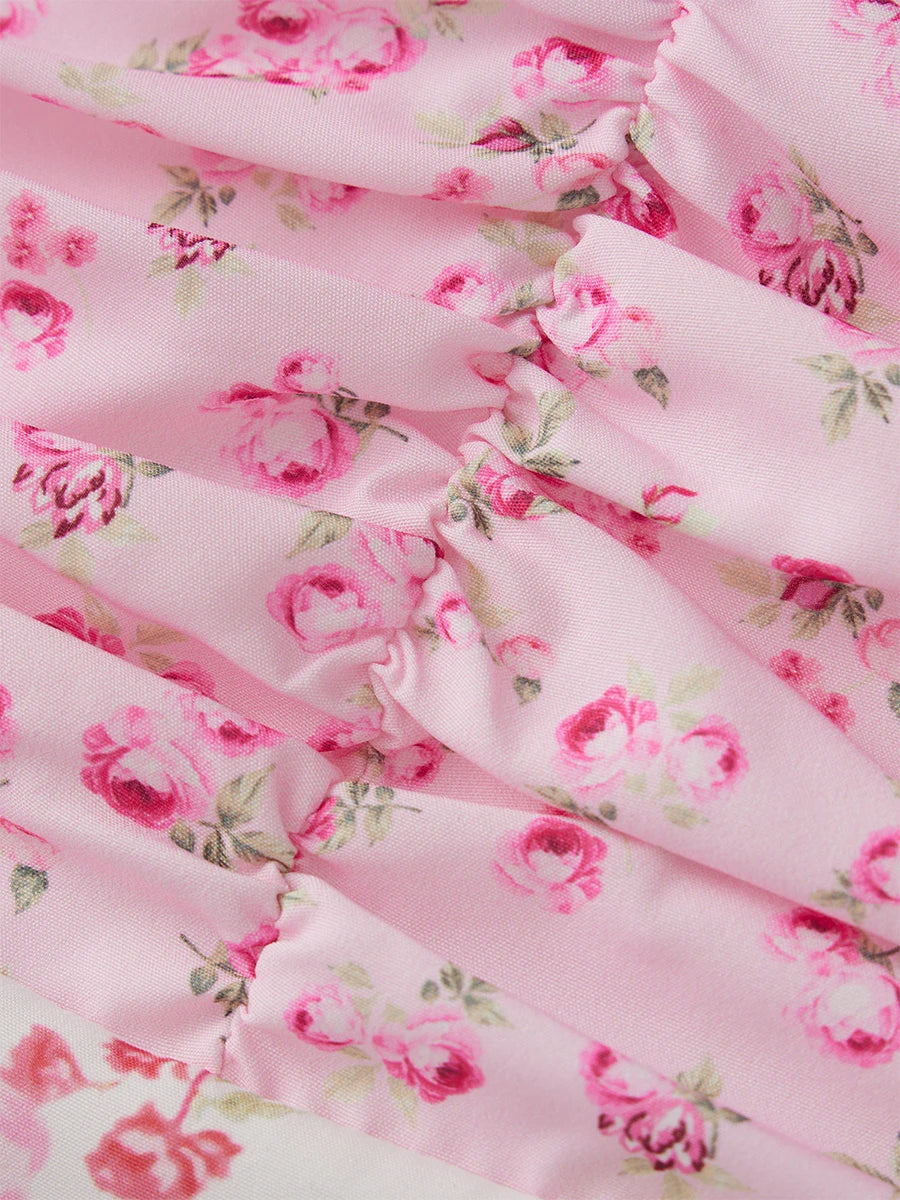 Elegant Boho Chic Maxi Dress with Floral Print and Delicate Lace Details sleeveless