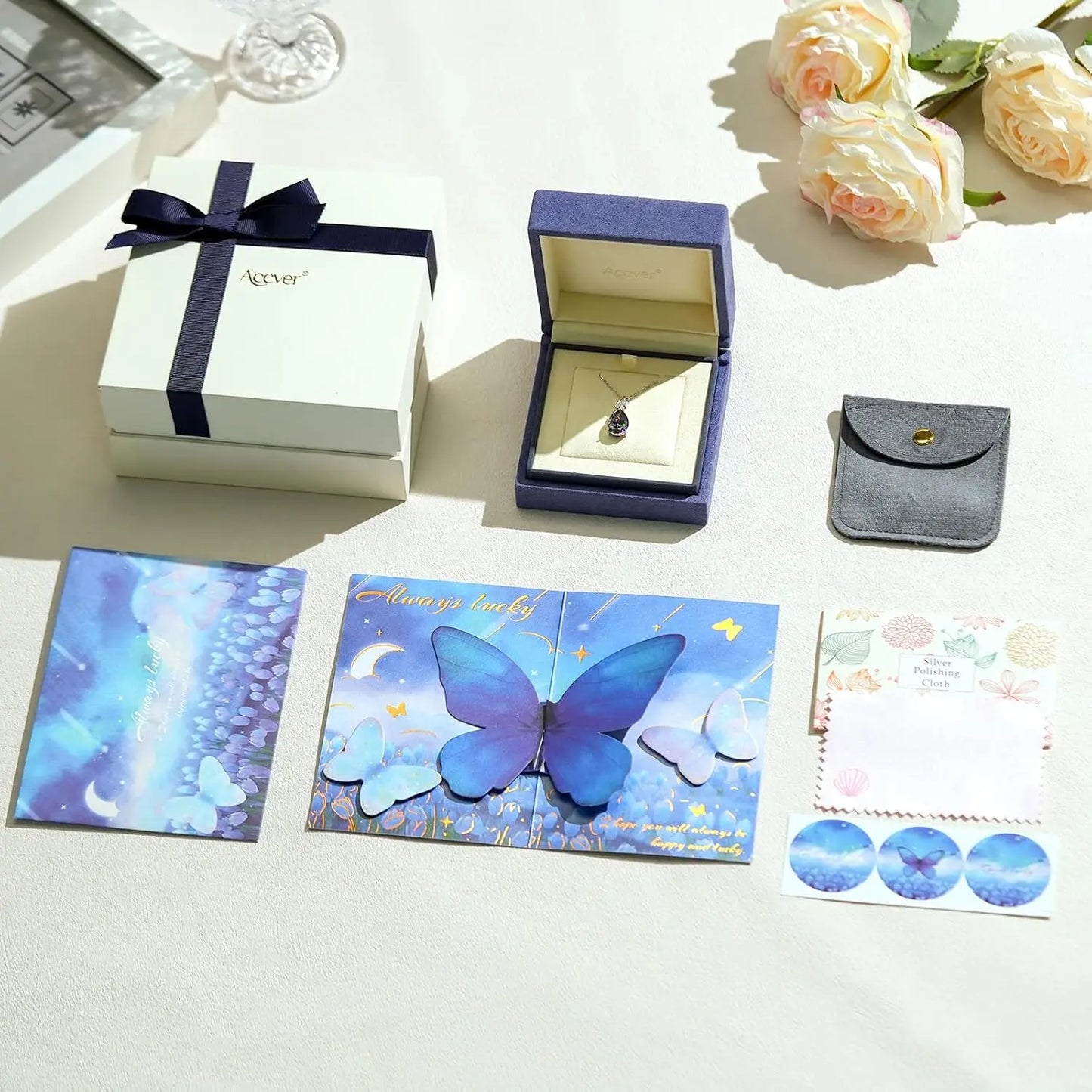 S925 Sterling Silver Teardrop Birthstone Necklace for Women | CZ Pendant Gift for Mom Wife Girlfriend