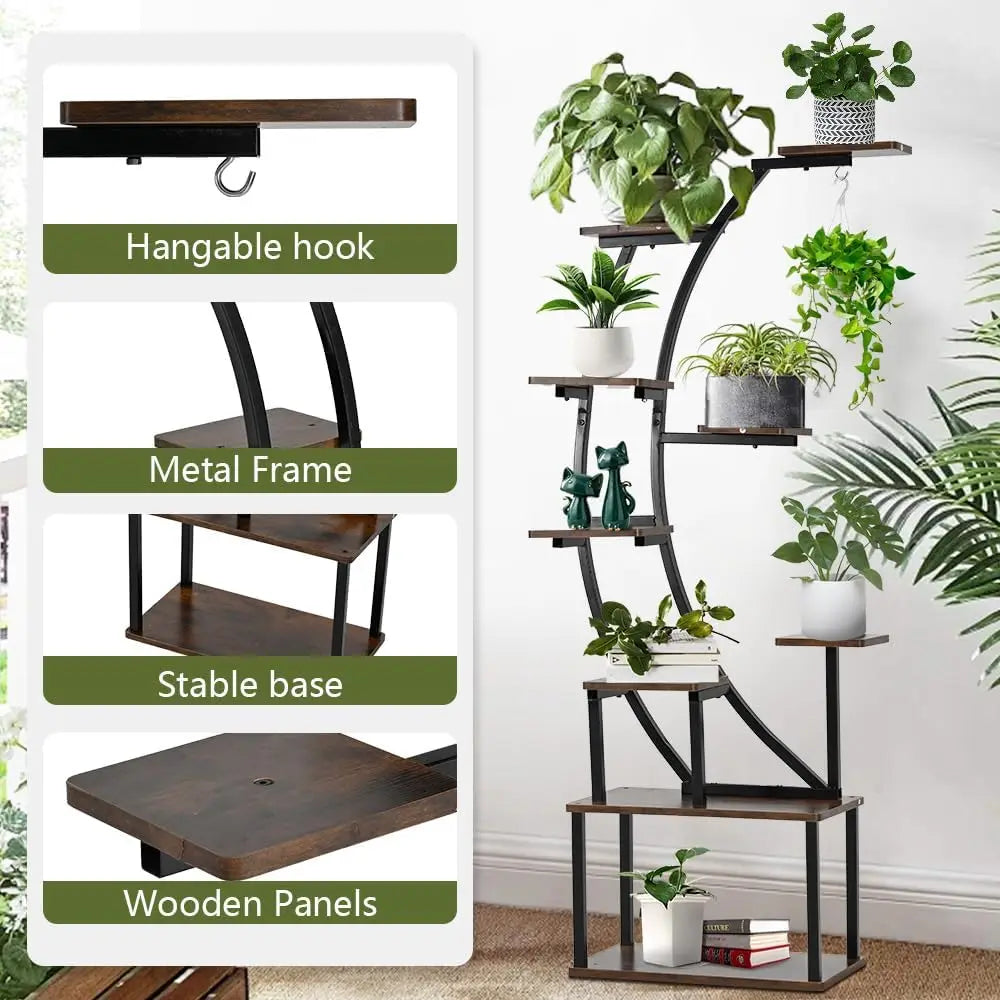 Black Plant Stand with Grow Light
