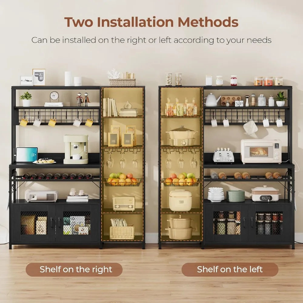 Bakers Rack with Power Outlet, 47.2in Microwave Stand
