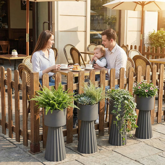 NEW 3pcs Metal Plant Pots with Stand Indoor Outdoor Tall Flower Pots 9.1in 10.6in 11.8in Living Room Corner Kitchen Office Garde