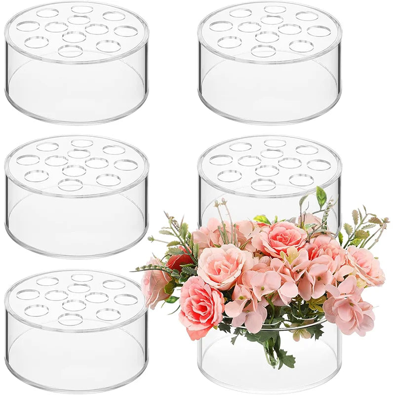12 Hole Circular Acrylic Vase, 2.55 Inches High
