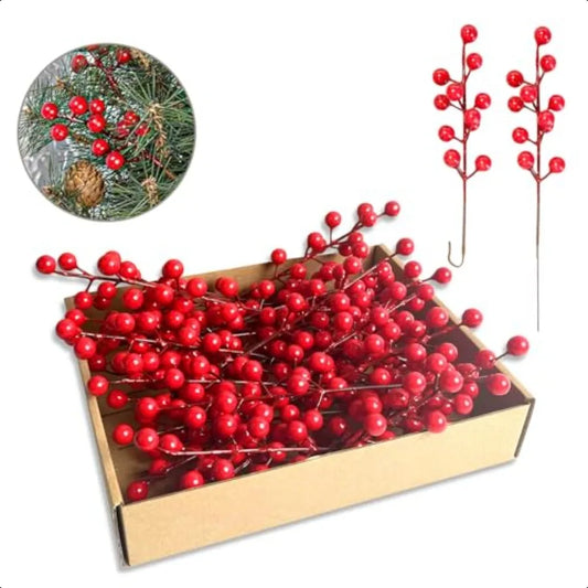 35 Pack Christmas Tree Decorations 9 inch Artificial Red Berry Stems Red Berries