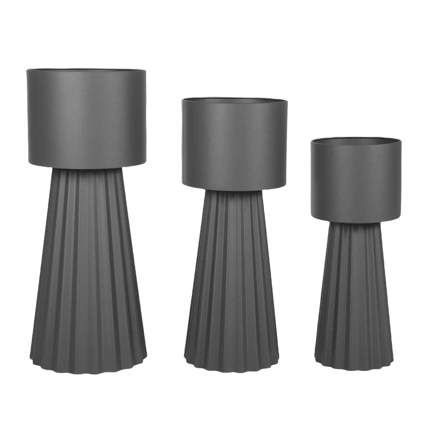 NEW 3pcs Metal Plant Pots with Stand Indoor Outdoor Tall Flower Pots 9.1in 10.6in 11.8in Living Room Corner Kitchen Office Garde