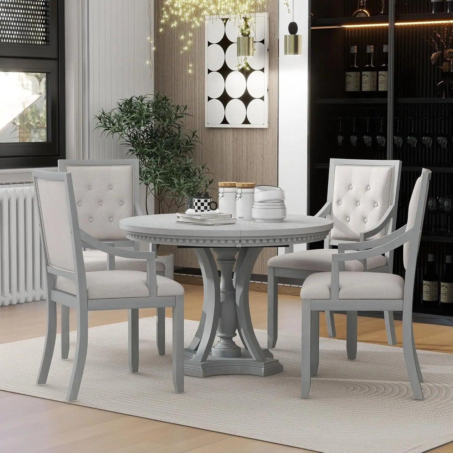 5 Piece Extendable Round Dining Table
