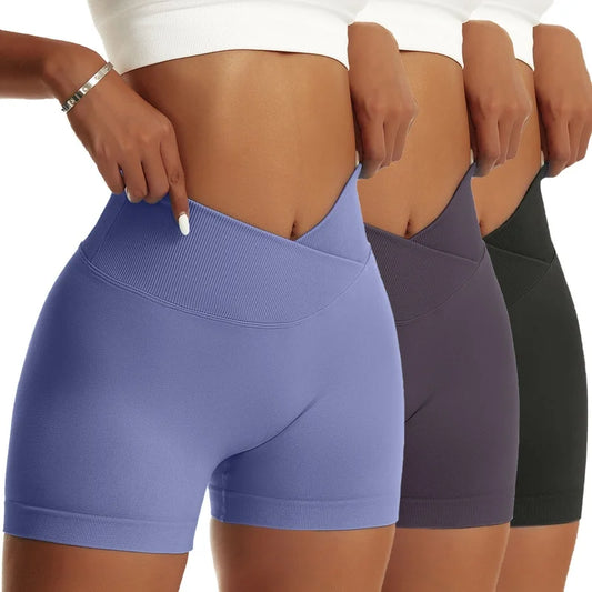 3 Pieces Women Hip Sports Pants High Elastic Breathable Running Biker High Waist