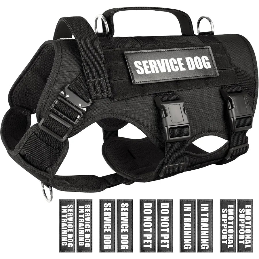 Tactical Working MOLLE Vest for MediumSized Dogs with 10 Pet Patches NoPull Heavy Duty Harness Ideal for Training Walking