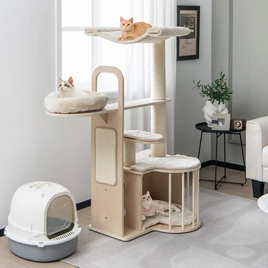 55 Inch Wood Cat Tree