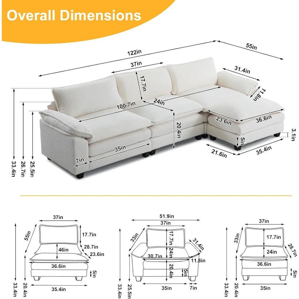 Deep Seat Couch with Ottoman, Sofas Sleeper
