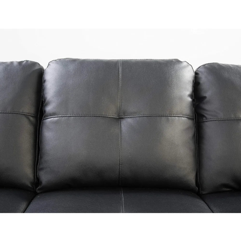 Faux Leather Sectional Sofa with Chaise Lounge,