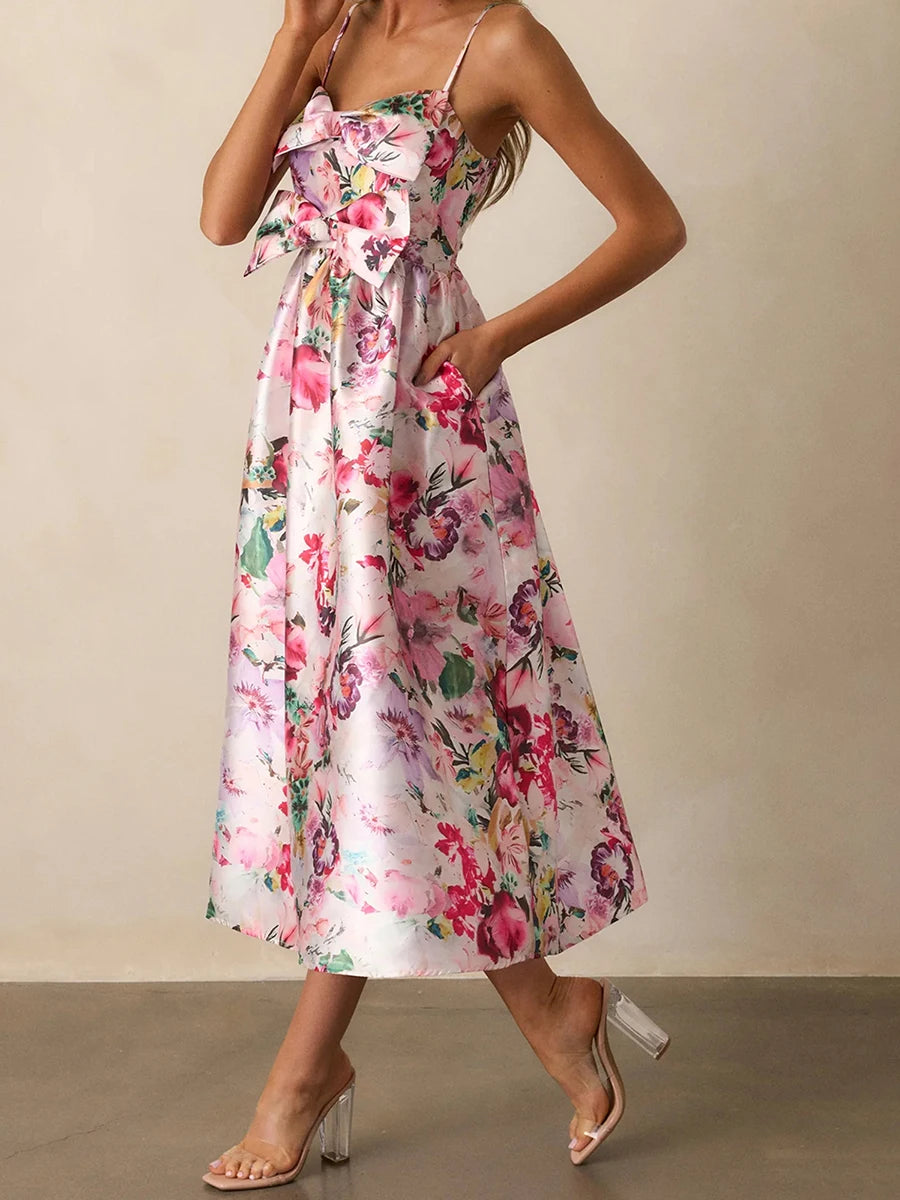 Women s Floral Print Sleeveless Spaghetti Strap Maxi Dress