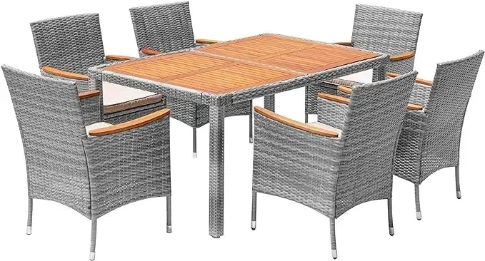 Patio Conversation Set with Acacia Wood Top,
