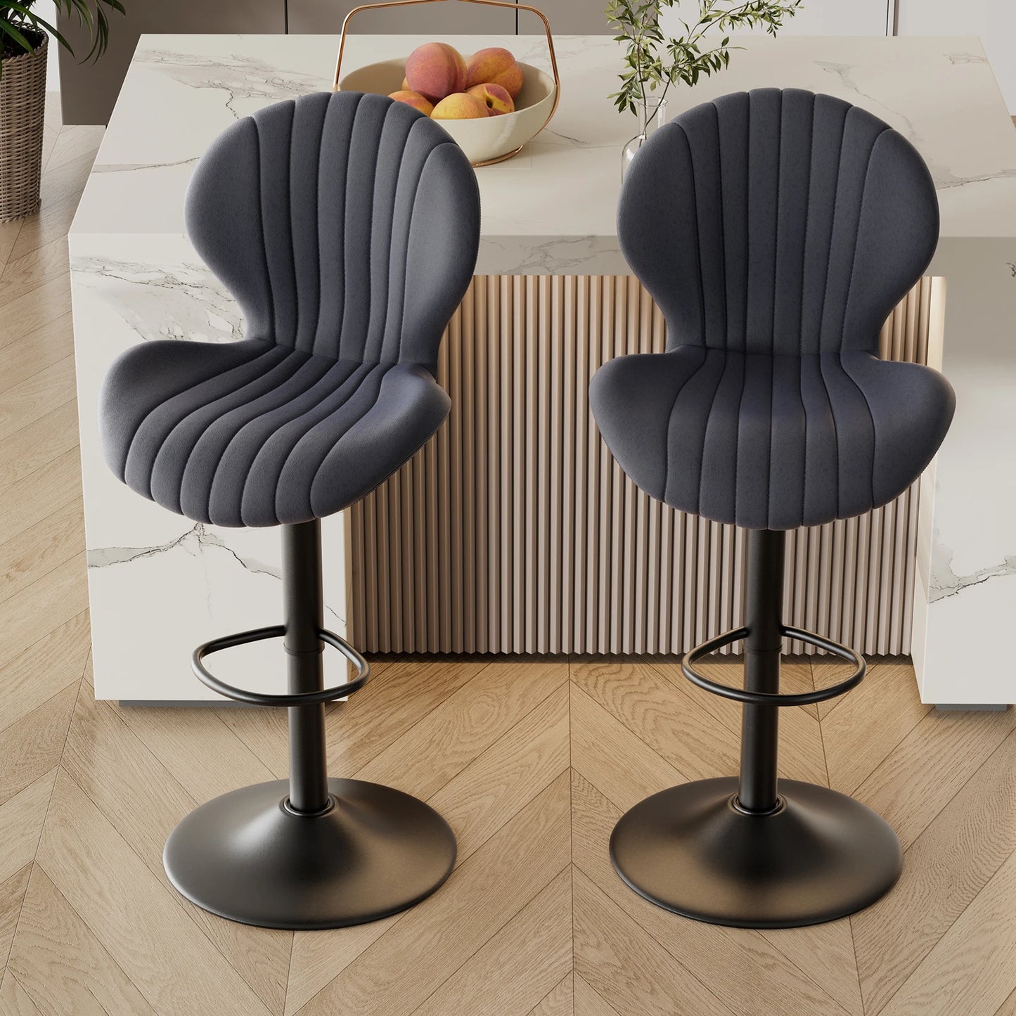 2 Pcs Set Backrest Bar Stools Luxury