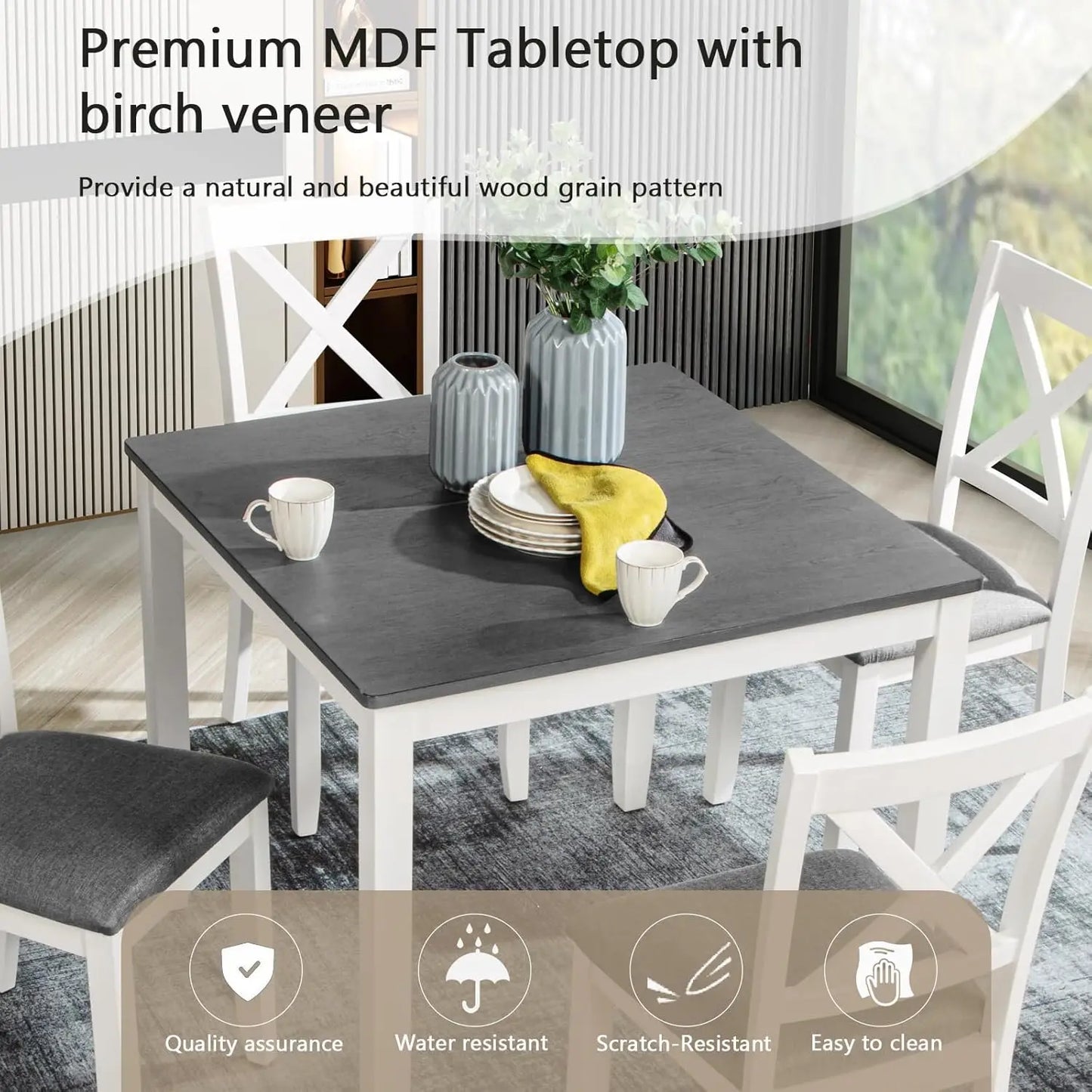 Kitchen Table and Chairs for 5 Piece set