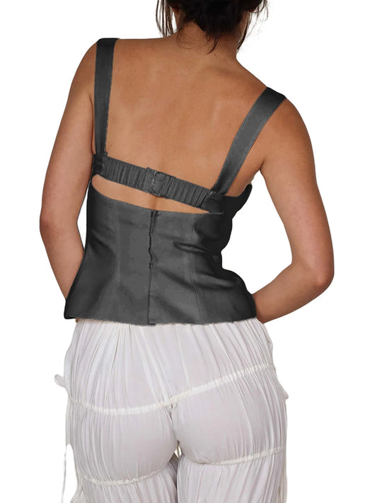 Women s Sleeveless V Neck Crop Top Off Shoulder