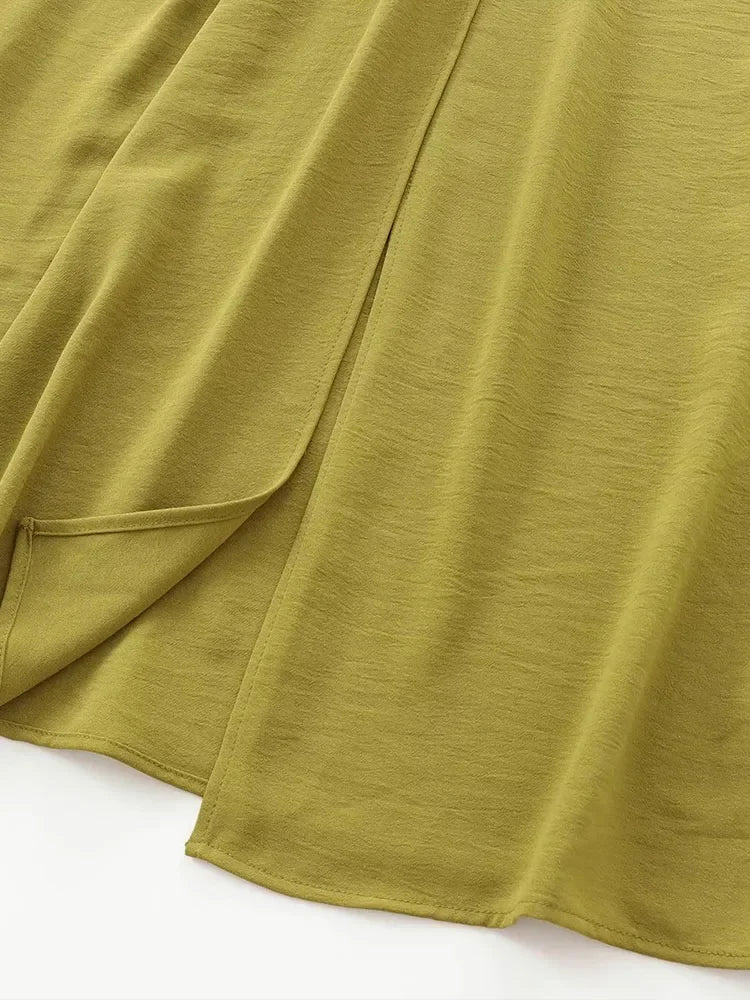 Women's Autumn and Winter New Arrivals Fashion  Open Design Buckle Decoration Sleeveless Long Dress