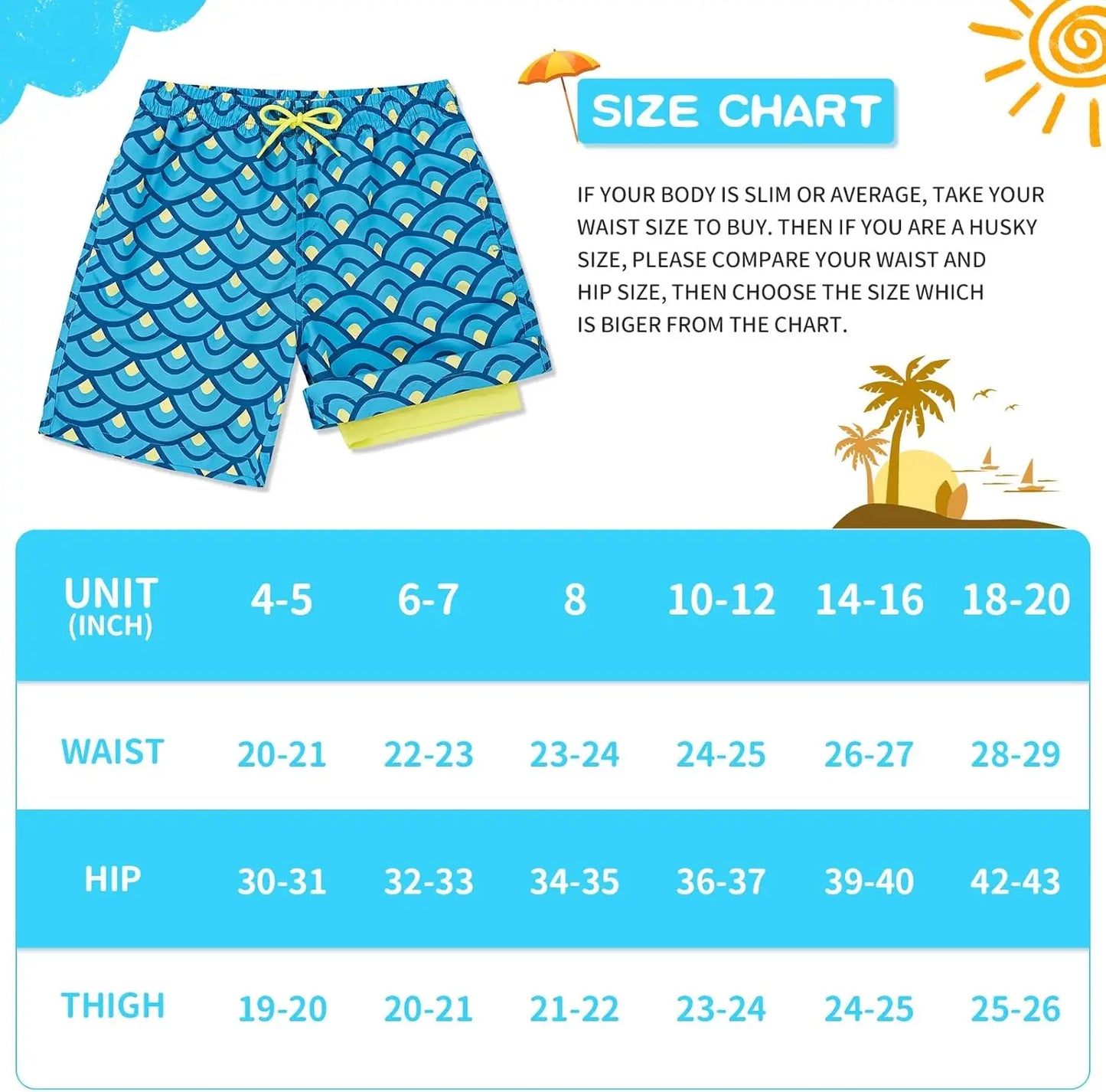 Boys Swim Trunks Compression Liner