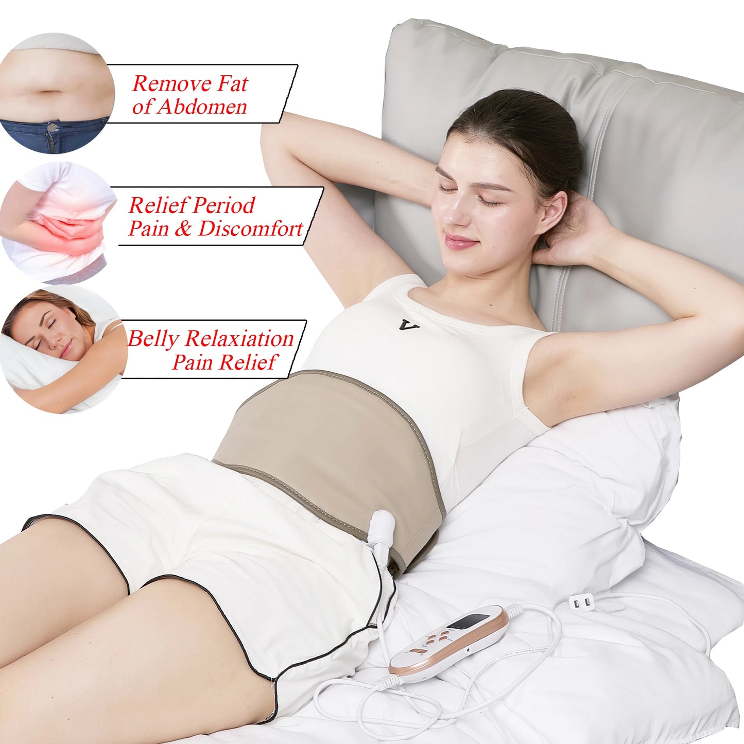 20 Natural Jades and Tourmaline Heat Vibration Far Infrared Heating Pad for Back Pain Relief Lower Back Massager Electric Belt A