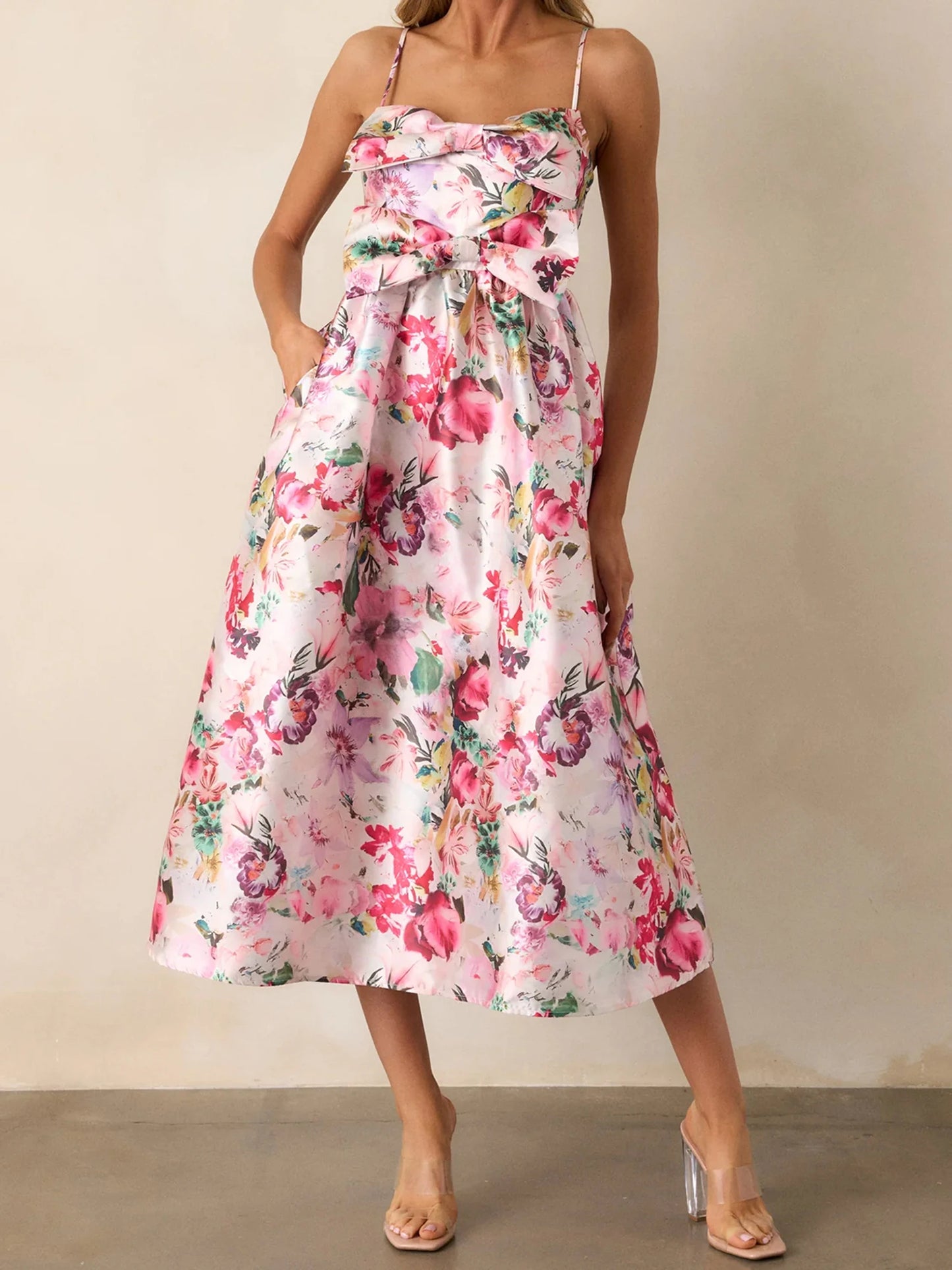 Women s Floral Print Sleeveless Spaghetti Strap Maxi Dress
