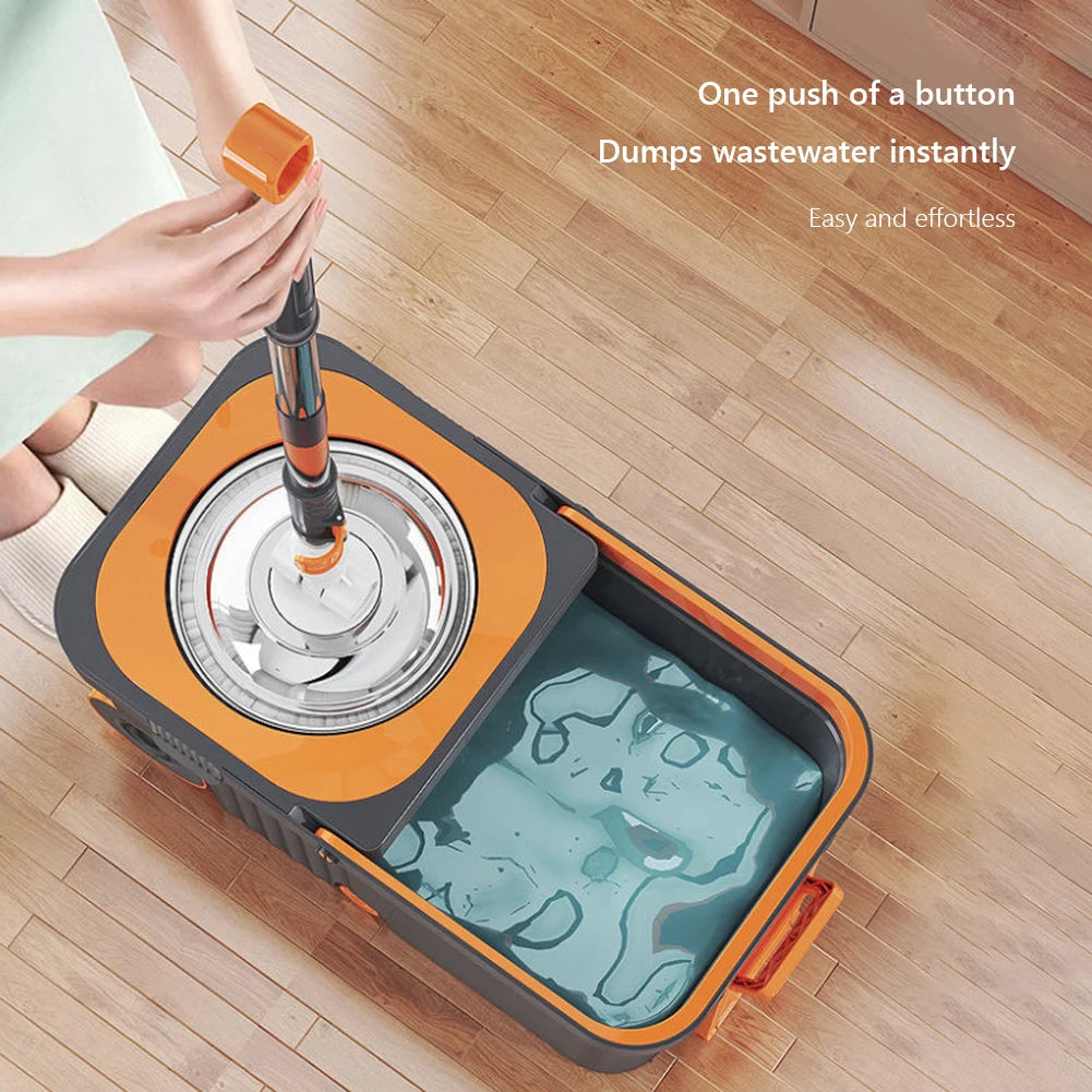 Mop Bucket Set  Microfiber Pads Automatic Dehydration Mop