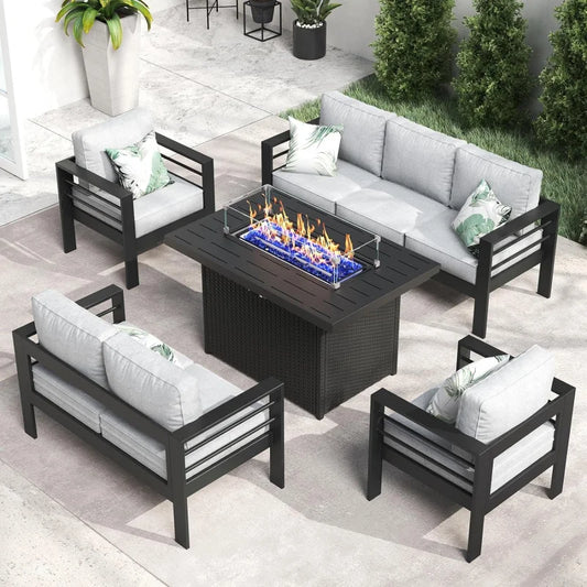 Aluminum Furniture with Fire Pit Table,