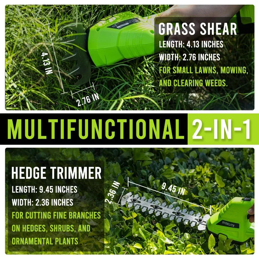 Cordless 21V Handheld Hedge Trimmer for Efficient and Effortless Shrubs and Bush Trimming Includes 2.0Ah Battery and Fast Charg