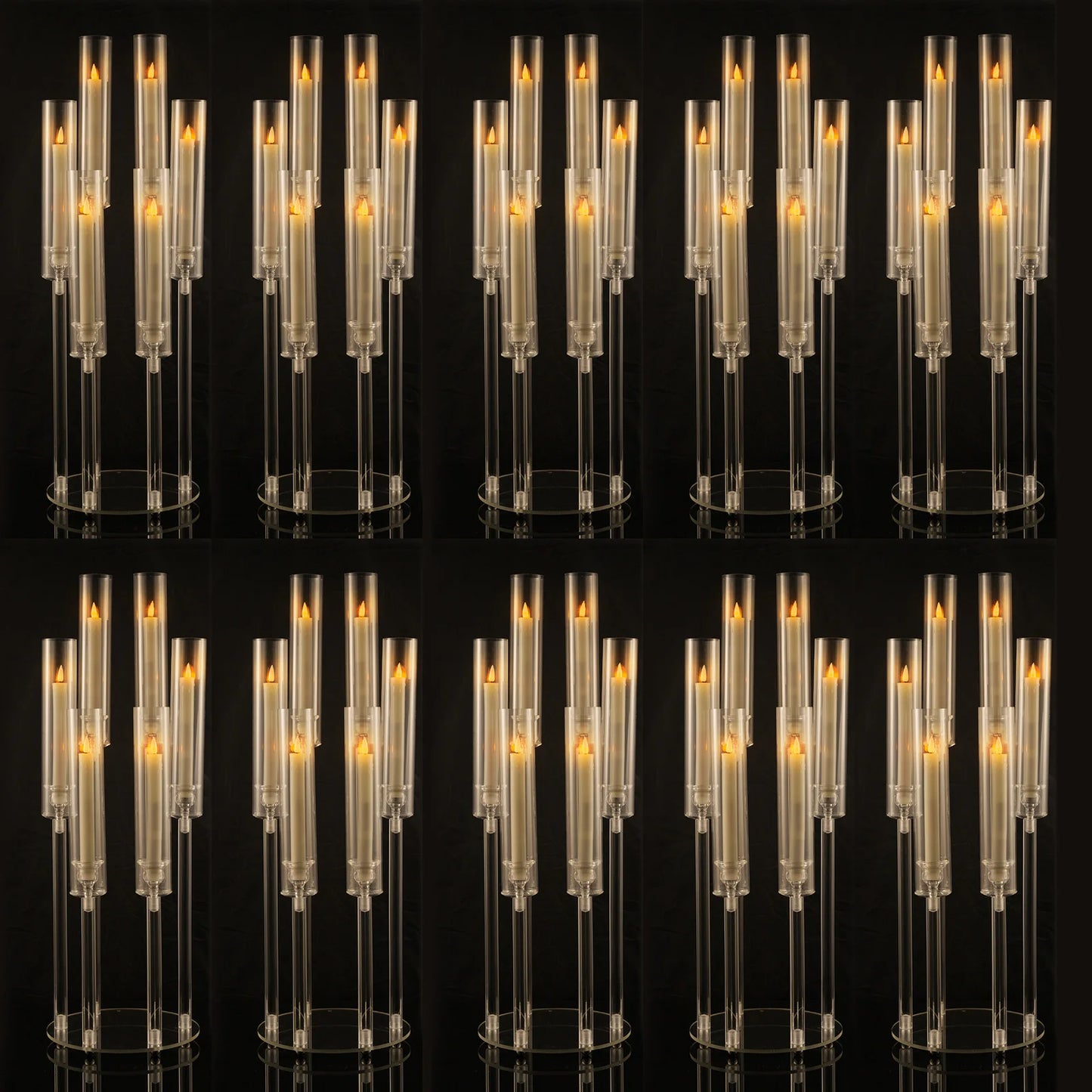 10pcs Candlestick Holde 6 Arm Candelabras Clear Taper Candle Holders Candlestick Holder for Wedding, Party, Dining Table