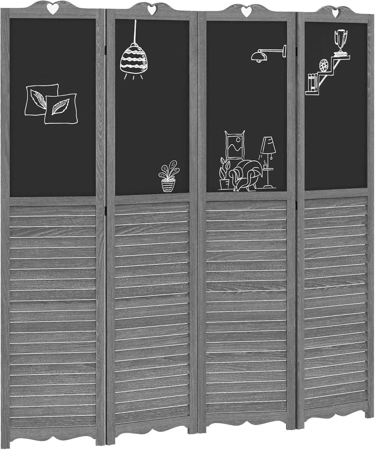 4-Panel Folding Room Divider with Blackboard, 5.5 Ft Tall