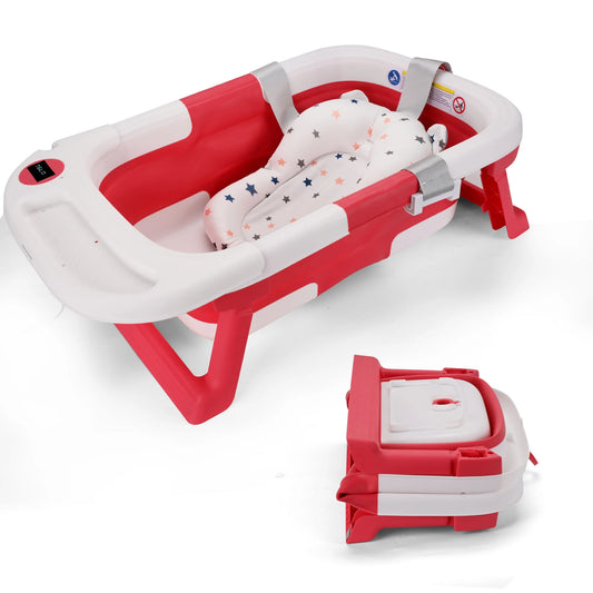,Baby Bath Tub with Soft Cushion & Thermometer