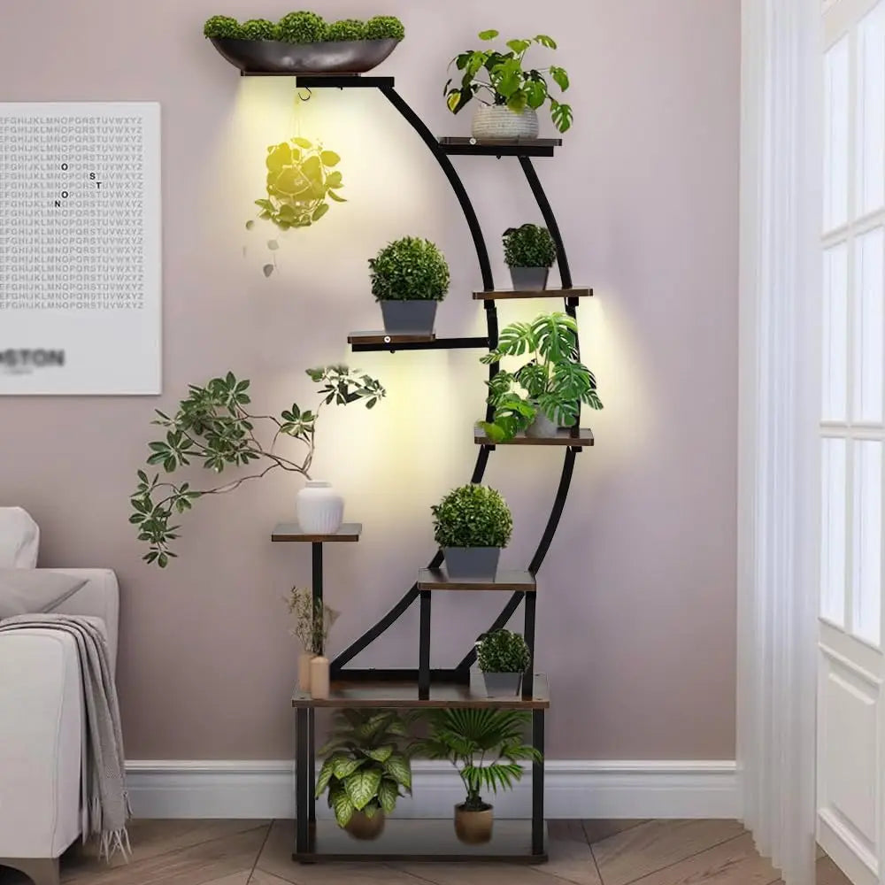 Black Plant Stand with Grow Light