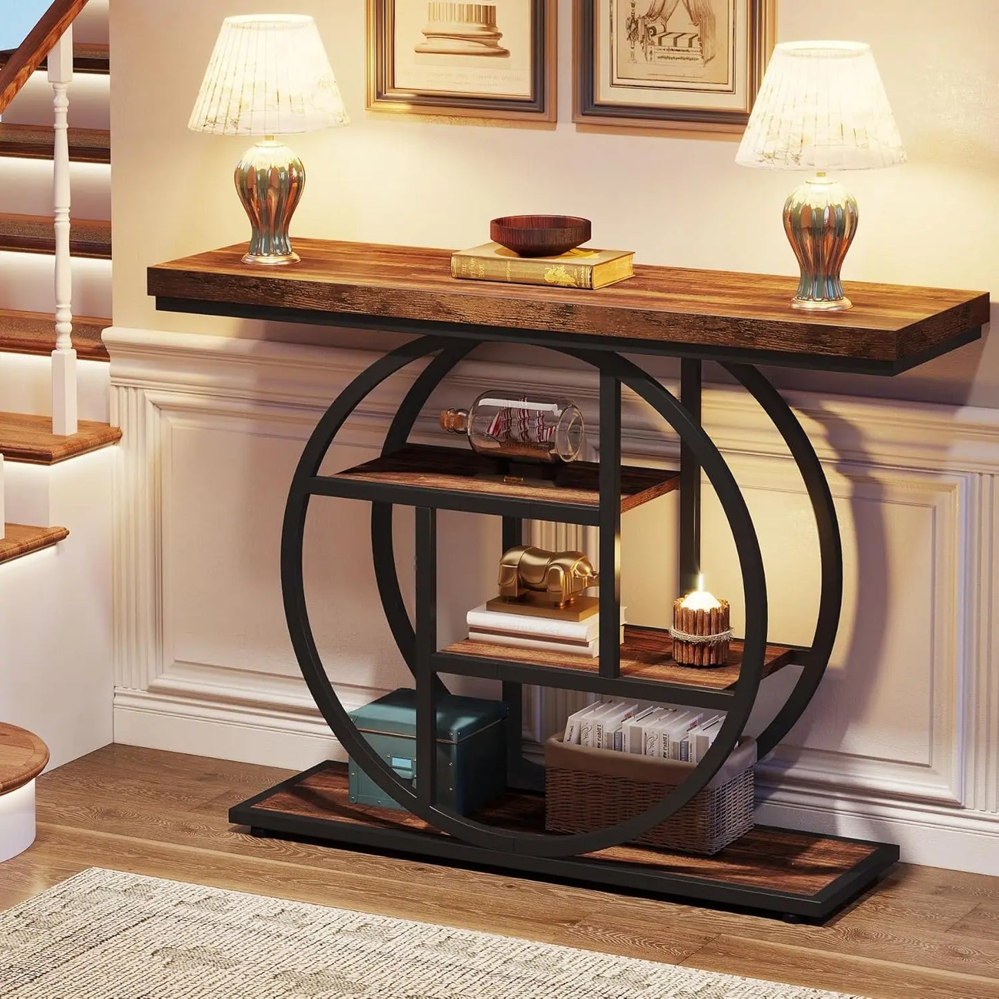 41.3" Console Table, 4-Tier Sofa Table Entryway Table