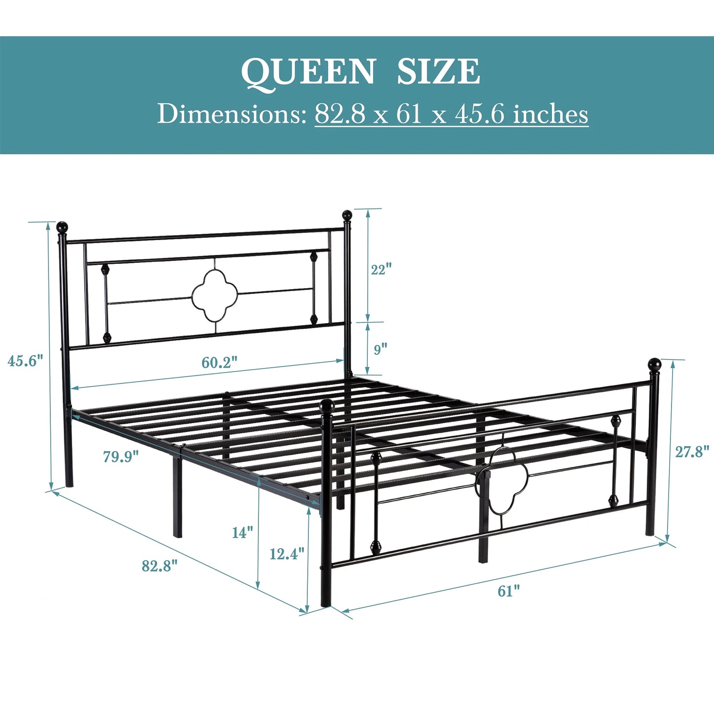 Metal Platform Bed Frame, Vintage Victorian Style