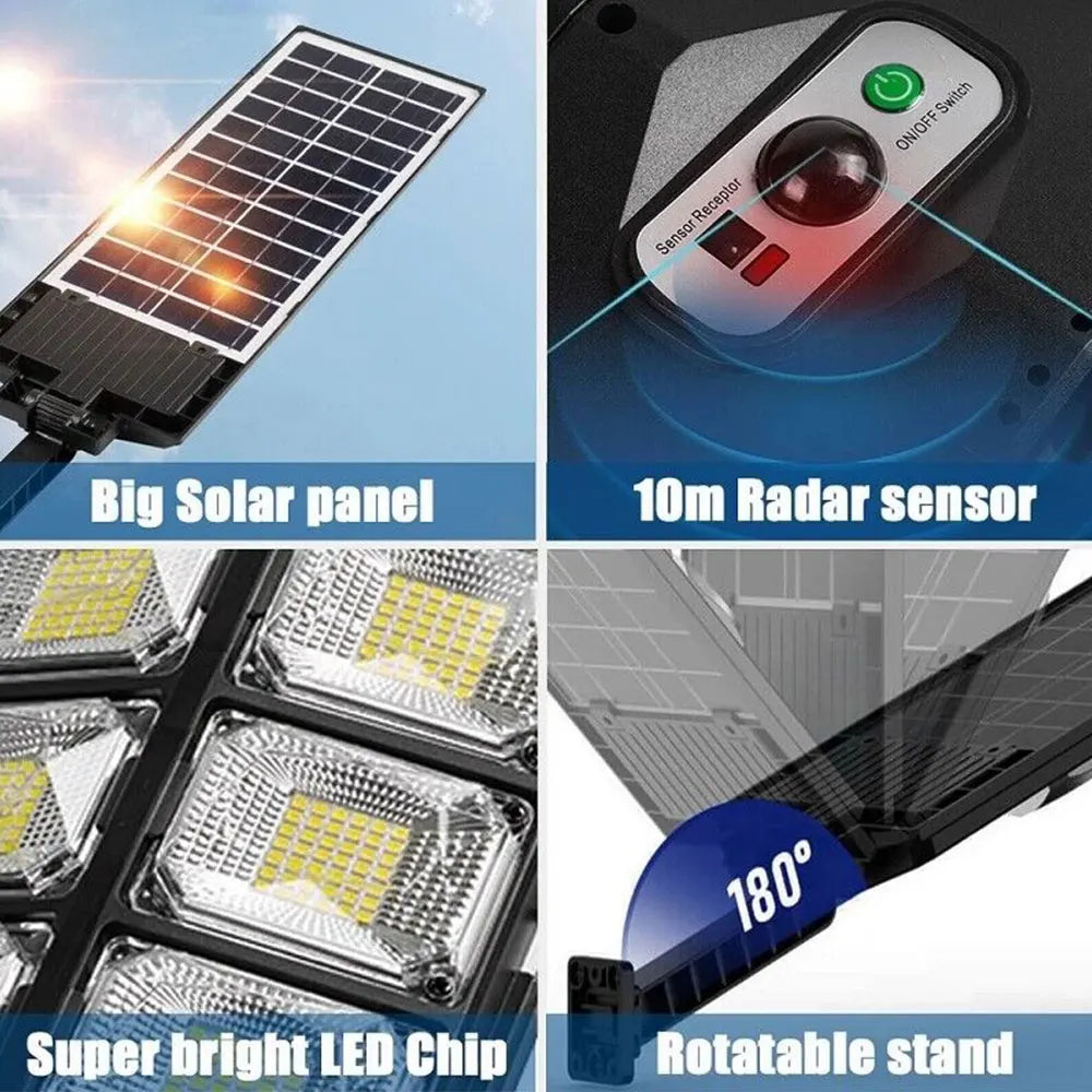 10000 Watts Solar Street Lights Outdoor 30000mAH 1000000 Lumens Motion Sensor Solar Lamp Waterproof