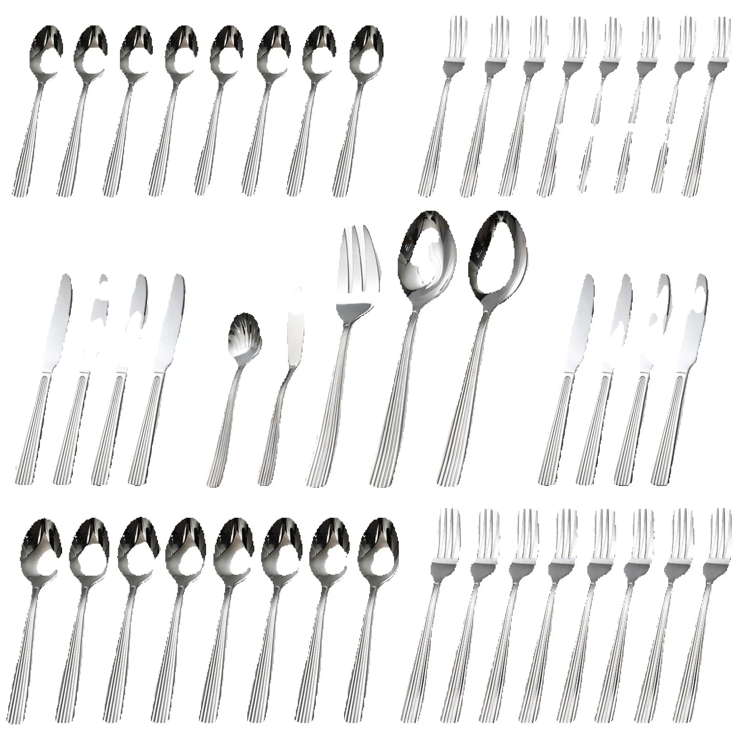 45pcs   Stainless Steel Silverware Set Flatware Utensil for Kitchen Dining Set