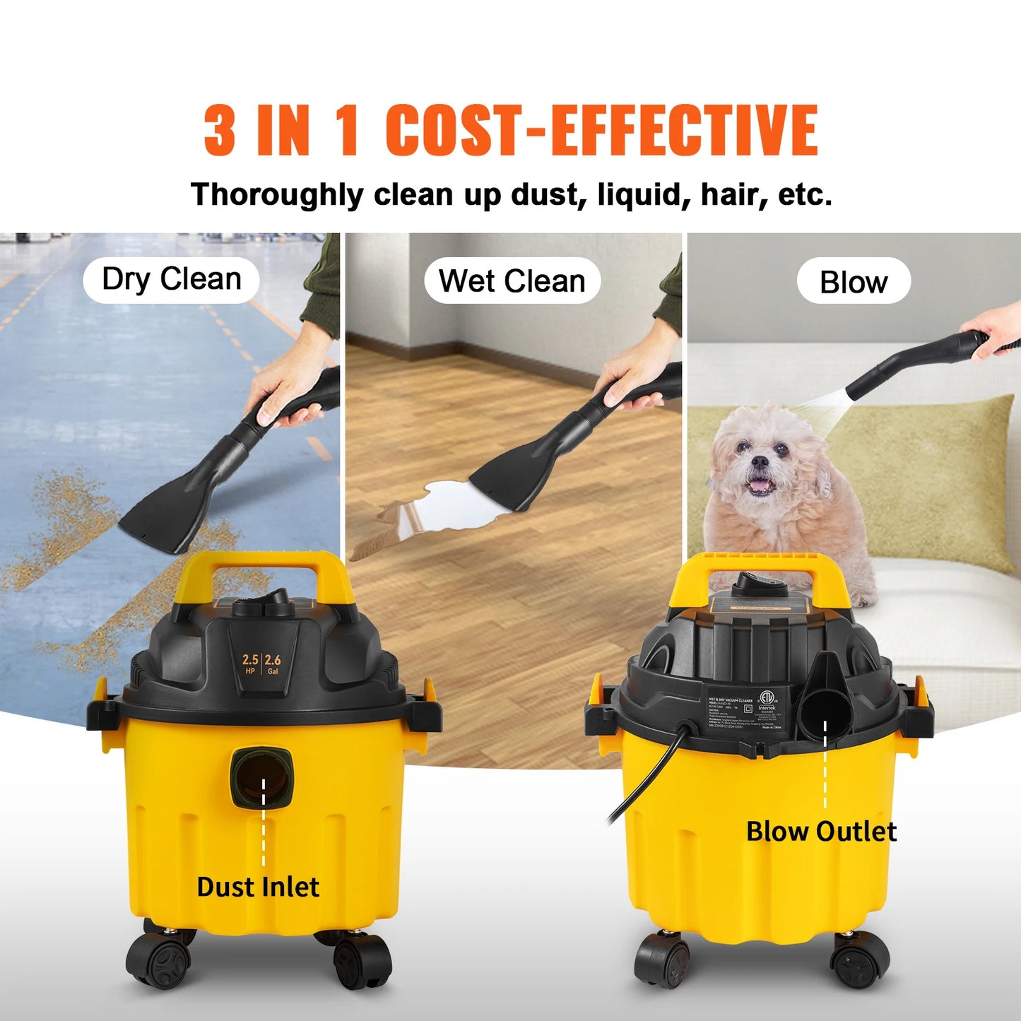 VEVOR Wet Dry Vac 2.6 Gallon