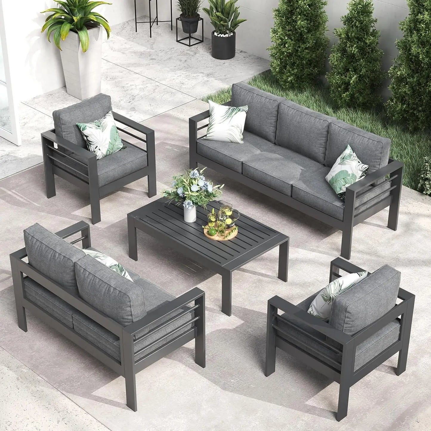 Aluminum Furniture with Fire Pit Table,