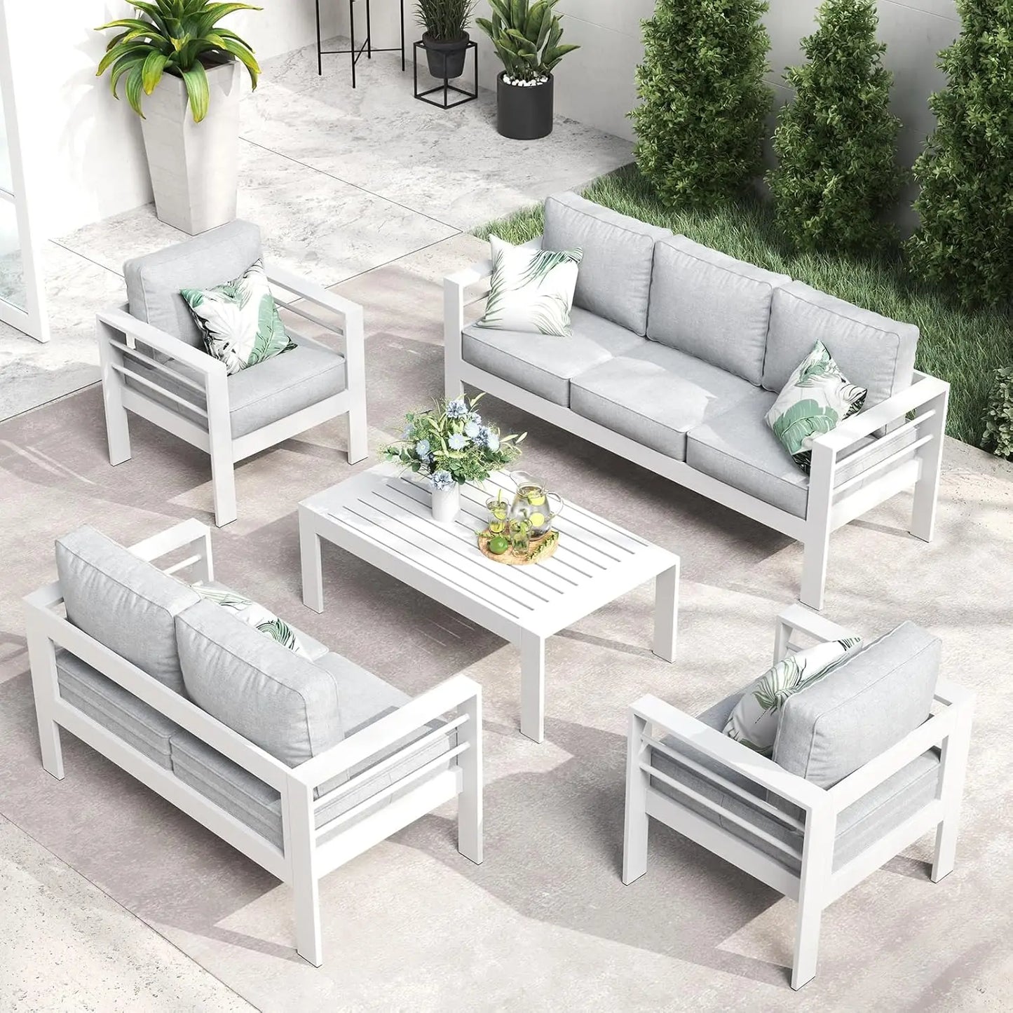 Aluminum Furniture with Fire Pit Table,