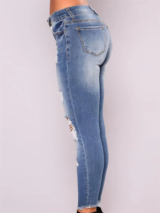Ladies High Waist Skinny Jeans Stretch