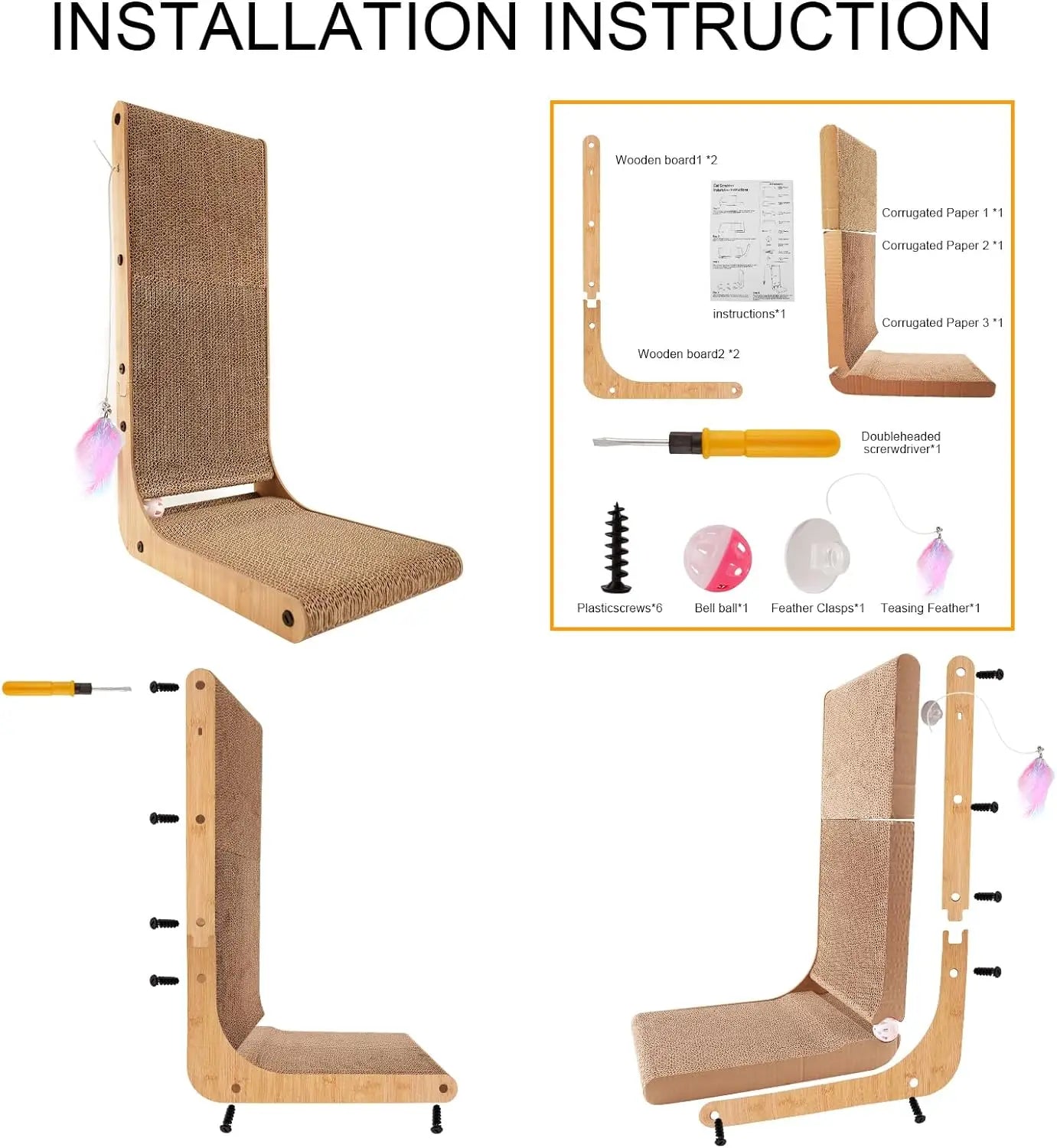 L Shape Cat Scratcher, 23.6 Inch Cat Scratchers