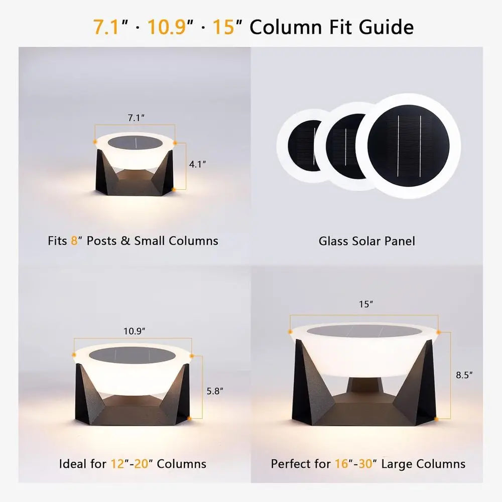r Post Lights, 15" Outdoor Column Light Waterproo, 3000K Lighting ern Pillar Lights, Dusk to Large r Lantern, Patio LED Round