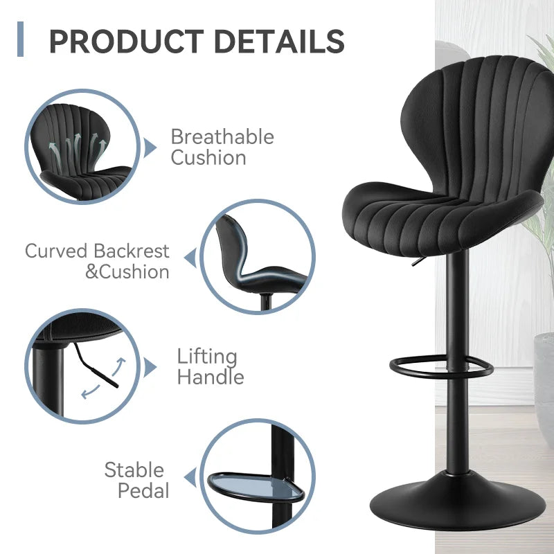 2 Pcs Set Backrest Bar Stools Luxury
