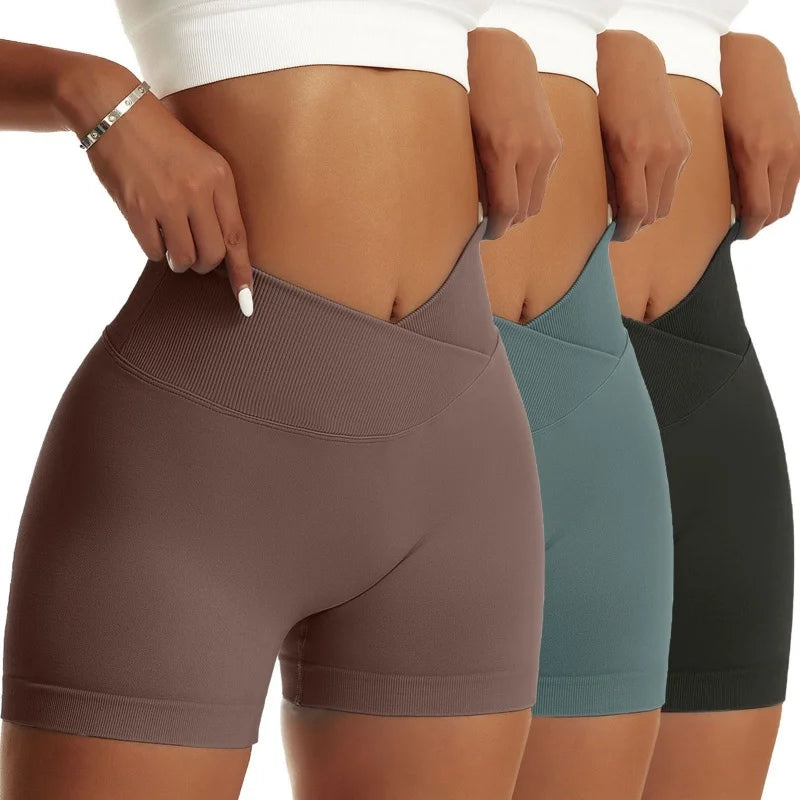 3 Pieces Women Hip Sports Pants High Elastic Breathable Running Biker High Waist
