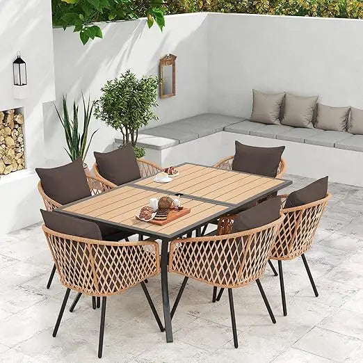7-Piece All-Weather Rattan Patio Dining Set