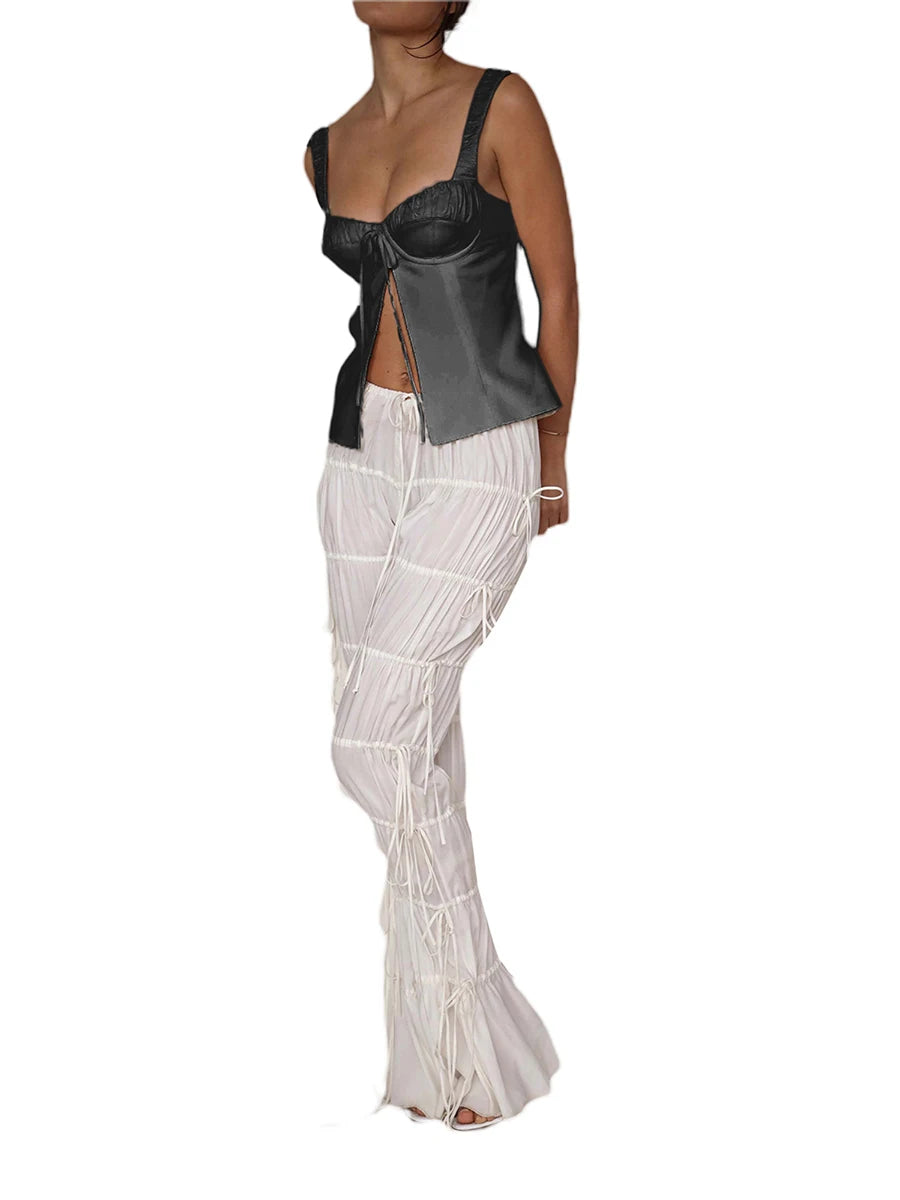 Women s Sleeveless V Neck Crop Top Off Shoulder
