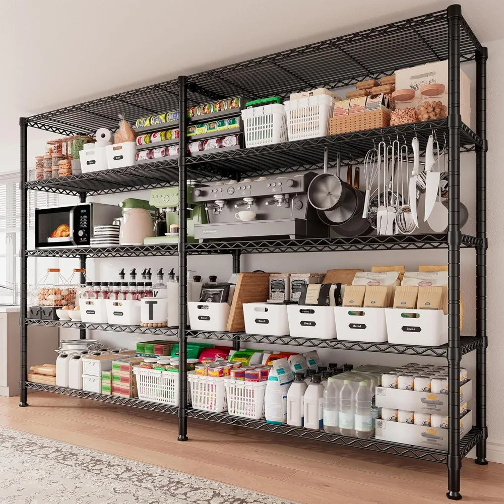 70"W Storage Shelves Load 1600LBS, Metal Shelving 5-tier Wire Shelving Unit Metal Shelves for Storage Adjustable Garage Shelving