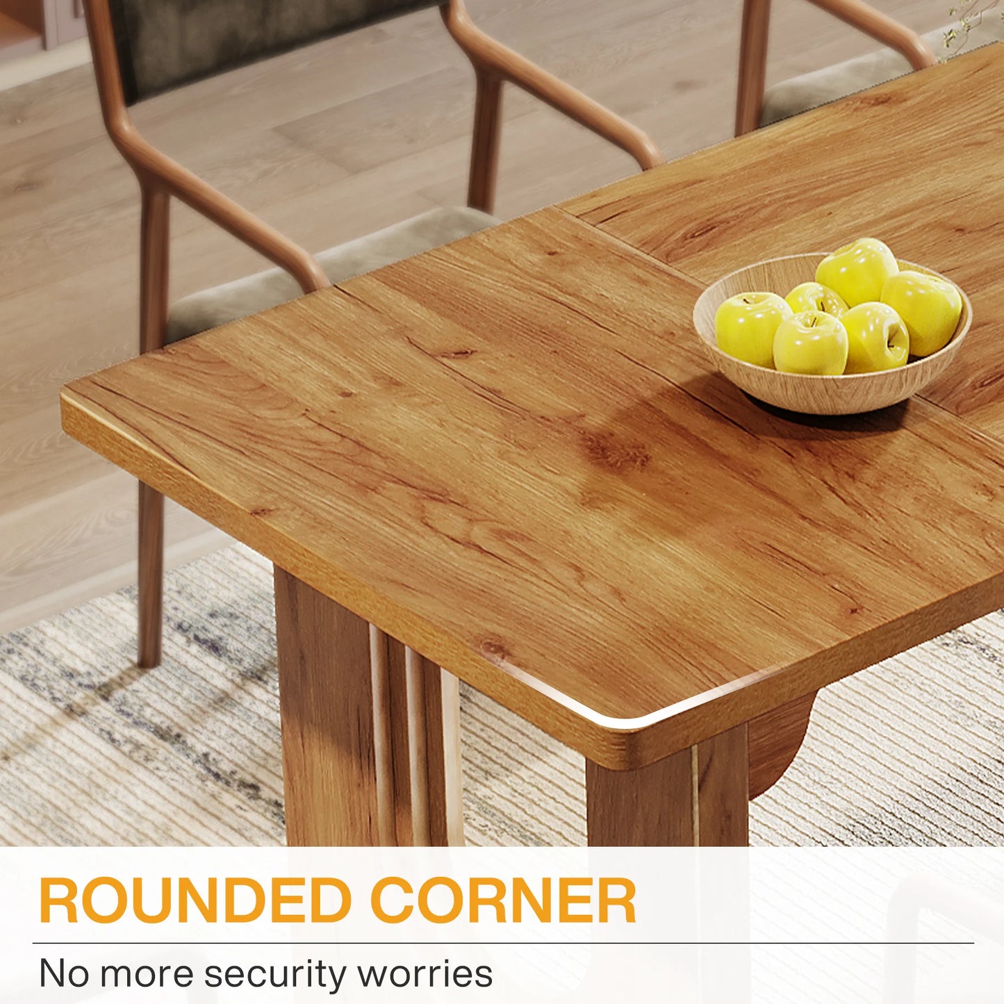 Modern Dining Table for 6 to 8 People, 71" Large Kitchen Dining Table with Wood Pedestal Base,