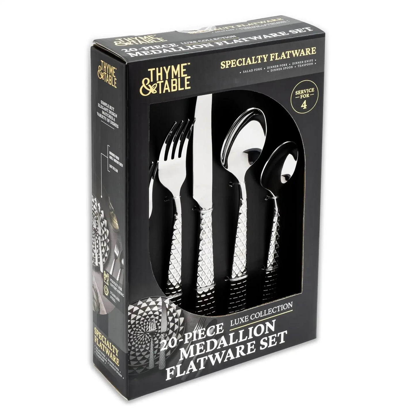 20-Piece Stainless Steel Flatware Set, Service for 4 with Polished Finish, Dishwasher Safe Dining Cutlery Set